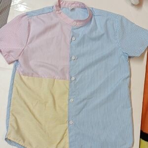 SHEIN Pink and Blue Casual Button Down Shirts